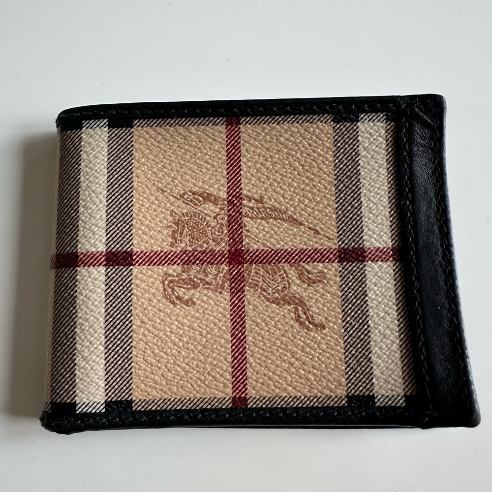 🛍️FINAL SALE🛍️ Burberry Men's Haymarket Check Coated Canvas Bifold Wallet - Picture 4 of 9